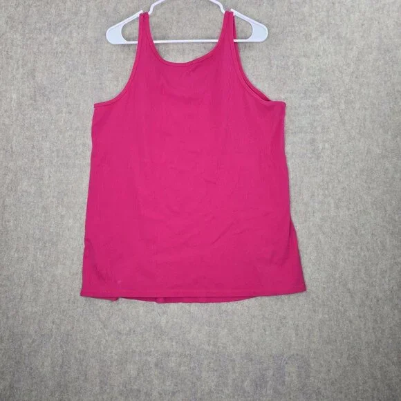 Lane Bryant Womens Plus Tank Top Pink 26/28 Cotton Blend Stretch Sleeveless - Picture 2 of 6